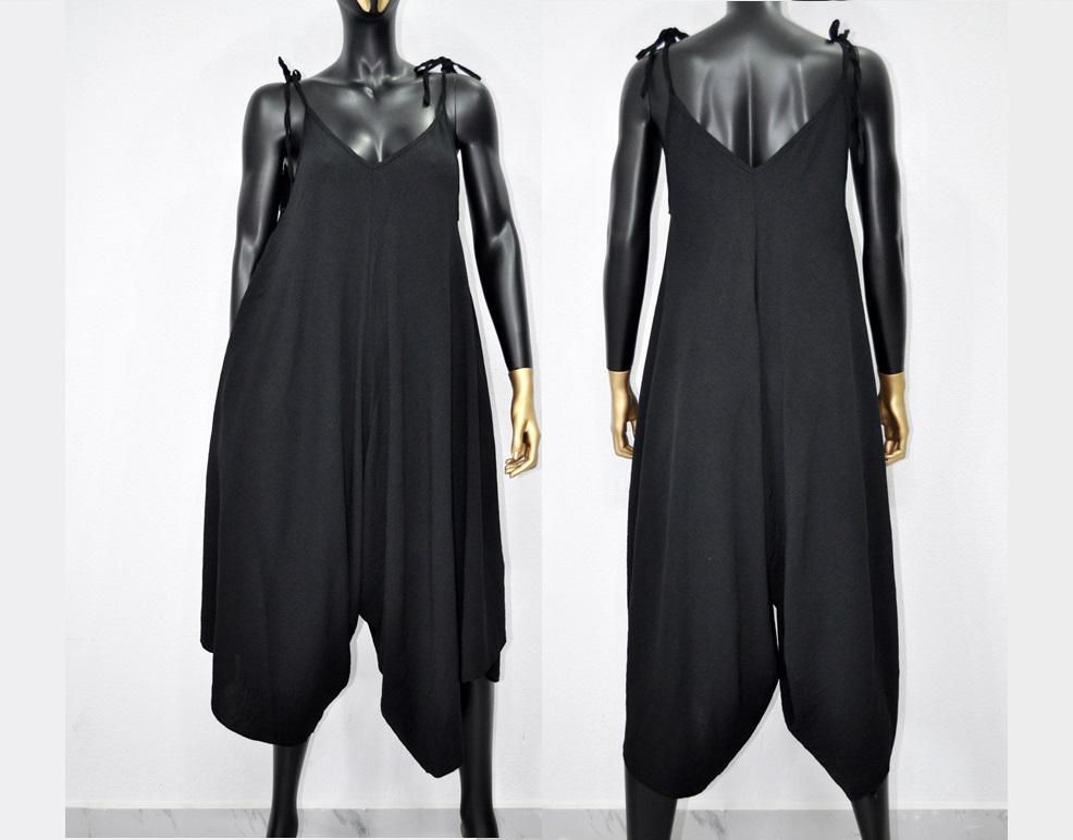 XS - 8XL Yoga Jumpsuit, Loose Overall, Boho Spaghetti Strap Deep V Neck Capri Length Jumpsuit - Harem Wide Leg Kundalini Jumpsuit -BB650