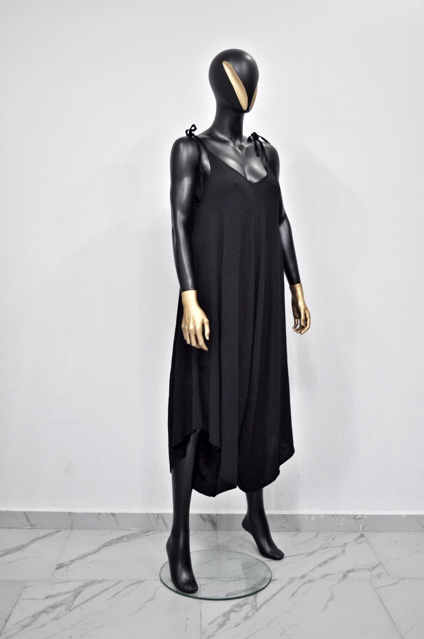 XS - 8XL Yoga Jumpsuit, Loose Overall, Boho Spaghetti Strap Deep V Neck Capri Length Jumpsuit - Harem Wide Leg Kundalini Jumpsuit -BB650