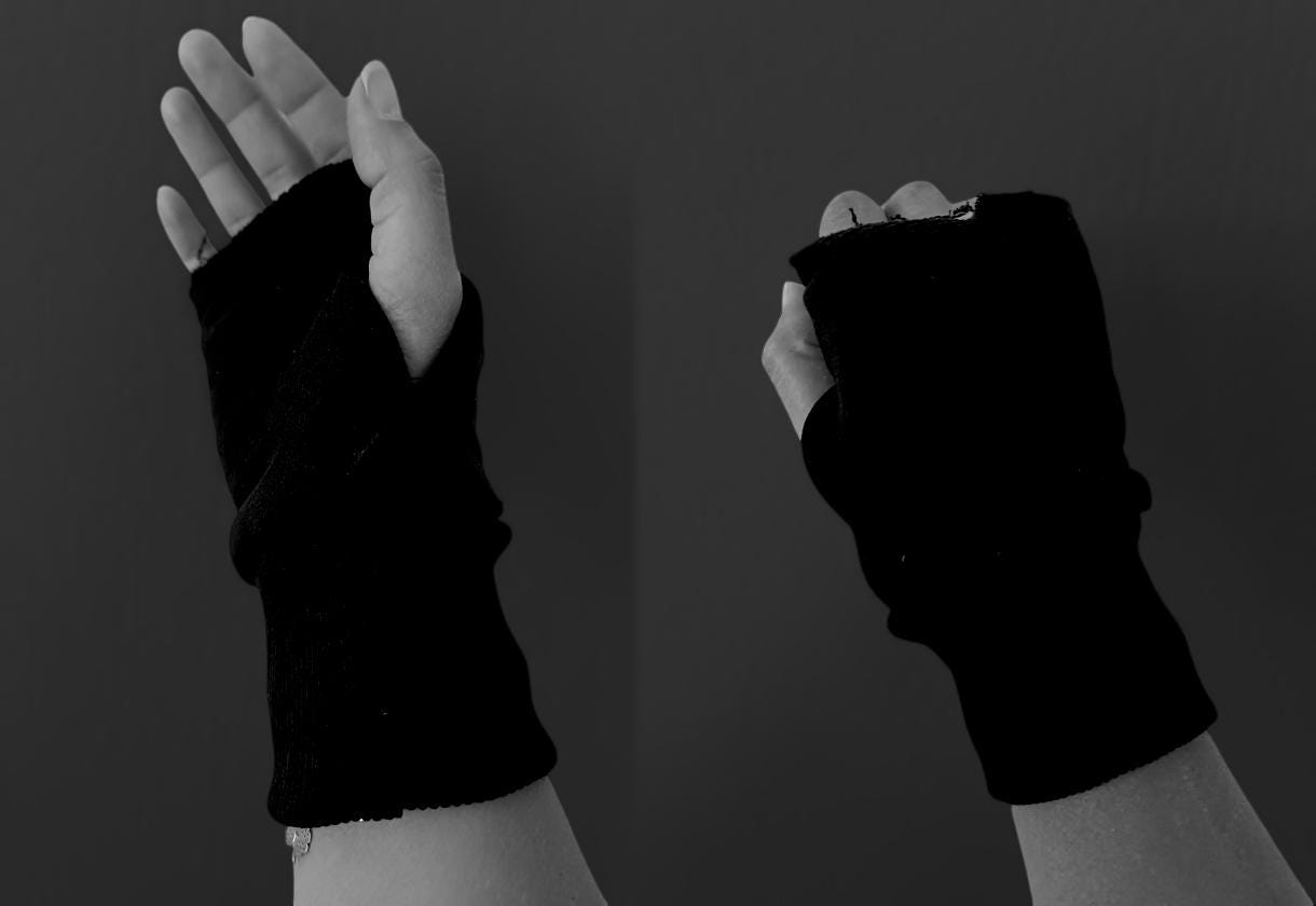 Winter Soft Black Mittens, Fingerless Gloves, Hand Wrist Warmers, Cotton Warm