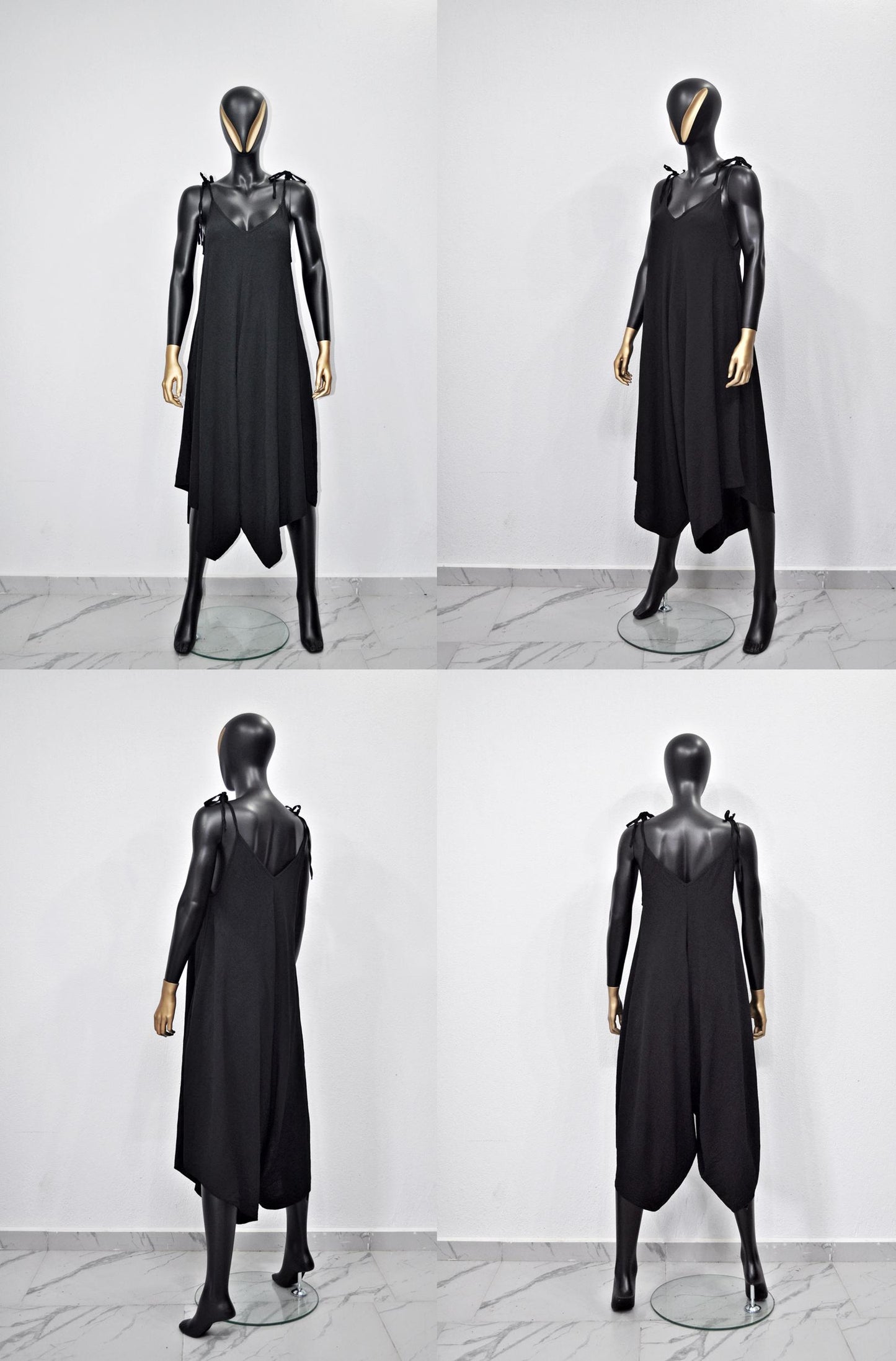 XS - 8XL Yoga Jumpsuit, Loose Overall, Boho Spaghetti Strap Deep V Neck Capri Length Jumpsuit - Harem Wide Leg Kundalini Jumpsuit -BB650
