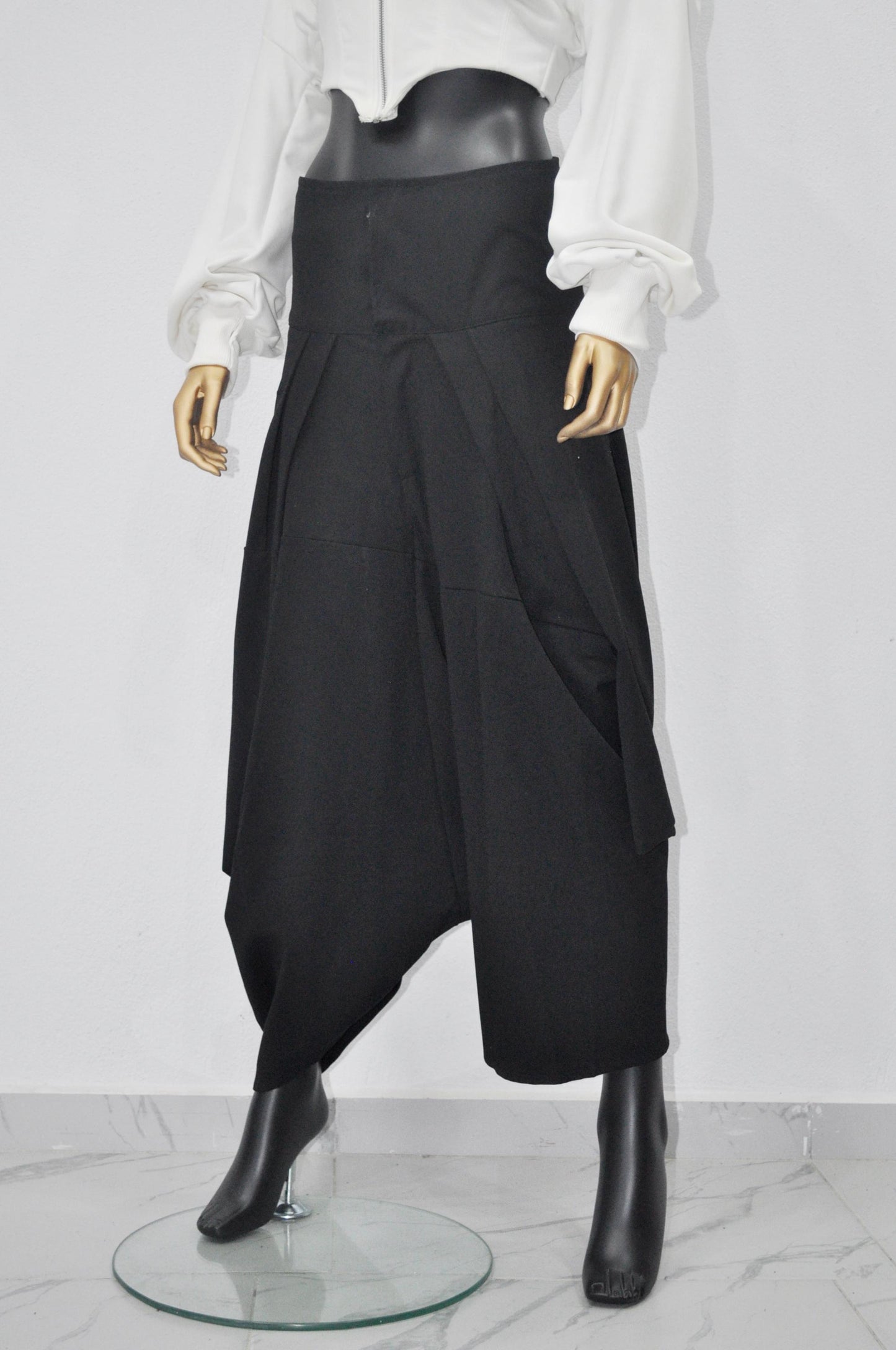 Women High Waist Wide Leg Culottes Harem Pants,Pleated Japan Skirt,Relax Yoga-BB307