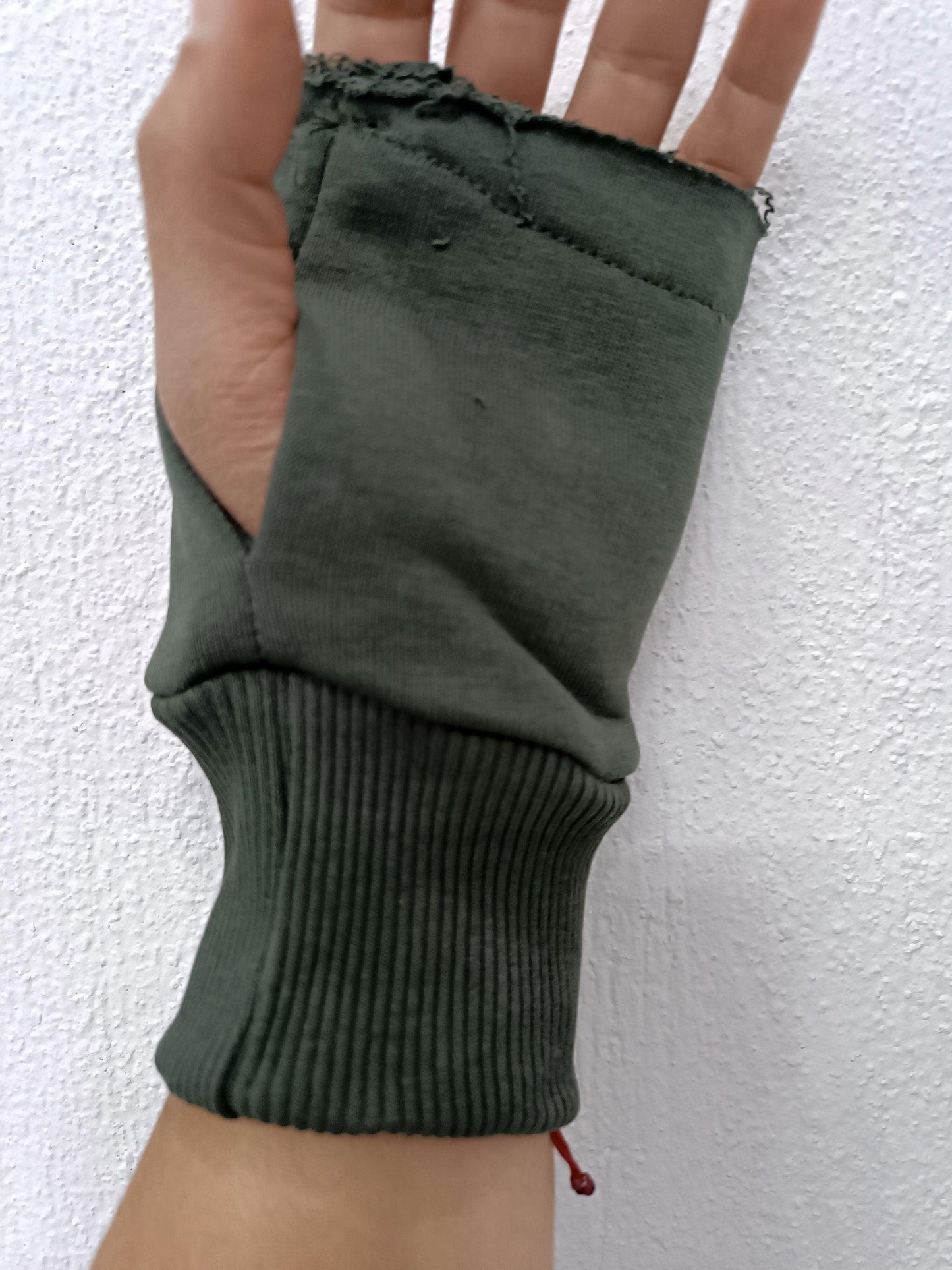 Winter Soft Black Mittens, Fingerless Gloves, Hand Wrist Warmers, Cotton Warm