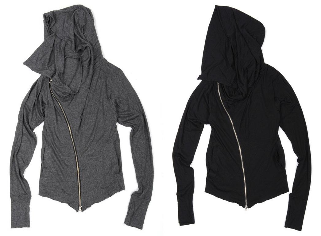 Men Asymmetric Full Zip-up Hood Jacket Top T-Shirt Voth ,Jacket Streetwear-BB011