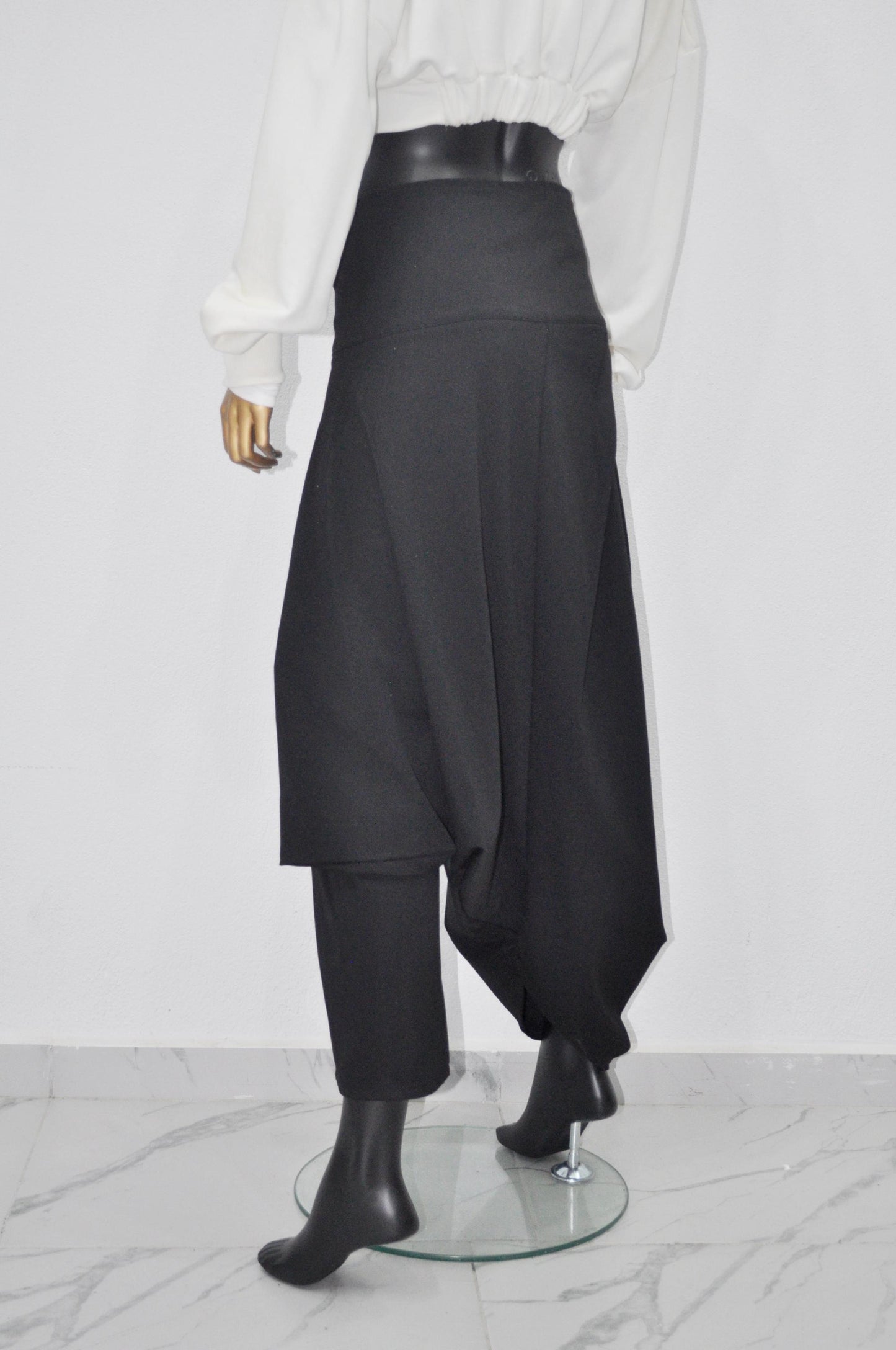 Women High Waist Wide Leg Culottes Harem Pants,Pleated Japan Skirt,Relax Yoga-BB307