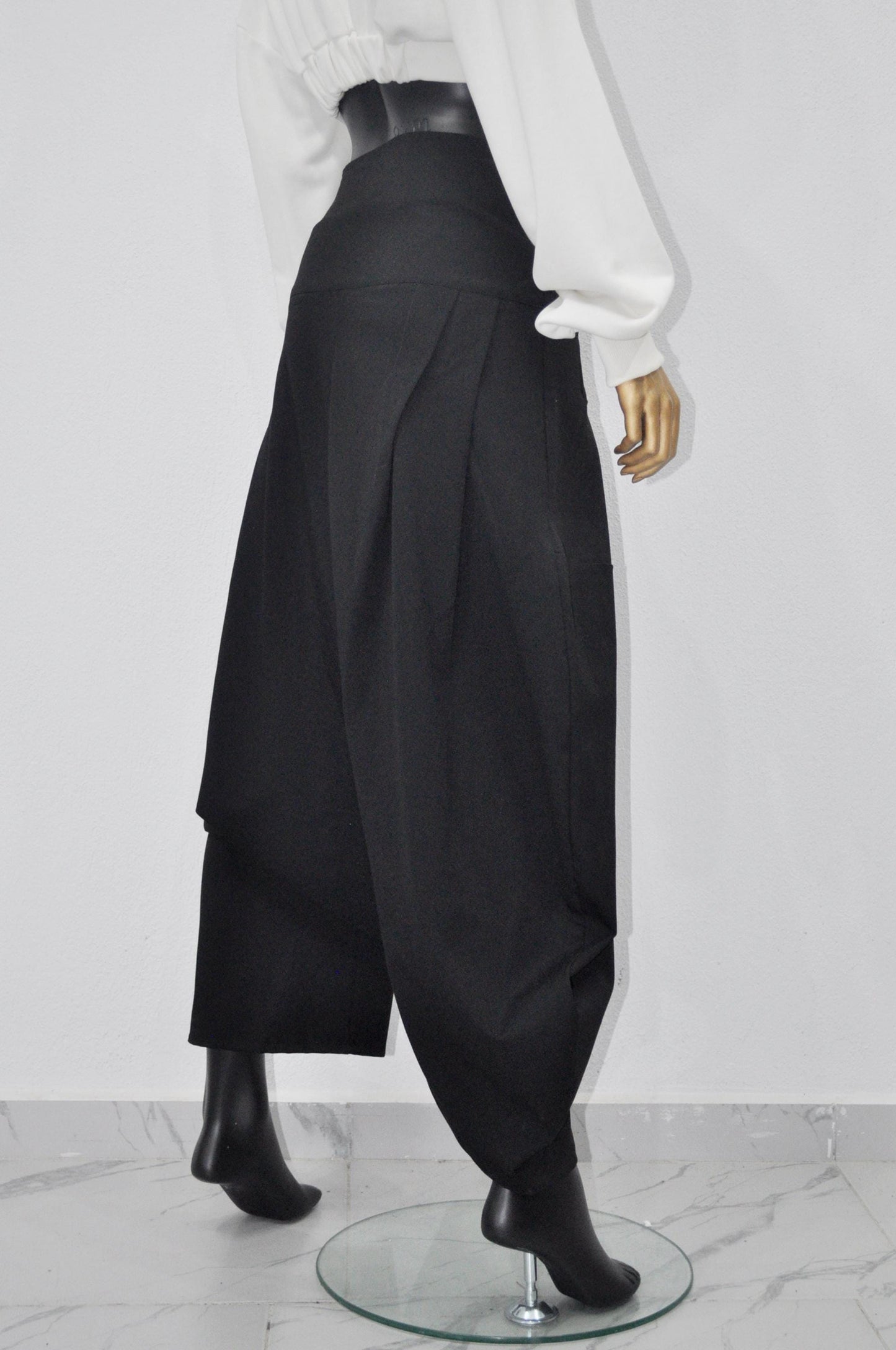Women High Waist Wide Leg Culottes Harem Pants,Pleated Japan Skirt,Relax Yoga-BB307