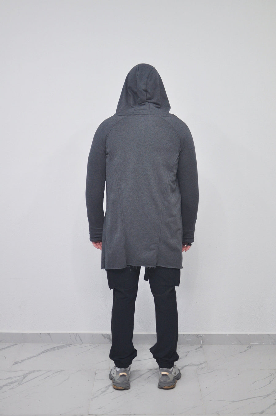 XS-8XL Oversized Men's Loose Cardigan Glove Sleeve,Raw Edges,Rope Long with Hood,Sci-fi,Cyberpunk Cosplay Cape Coat, Futuristic Cloth- BB024