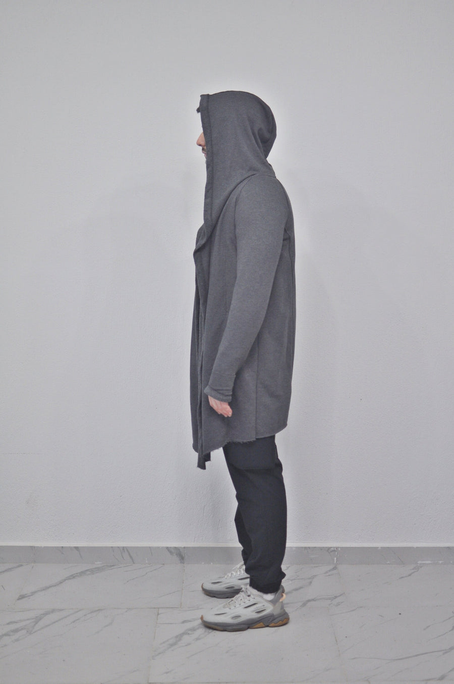 XS-8XL Oversized Men's Loose Cardigan Glove Sleeve,Raw Edges,Rope Long with Hood,Sci-fi,Cyberpunk Cosplay Cape Coat, Futuristic Cloth- BB024