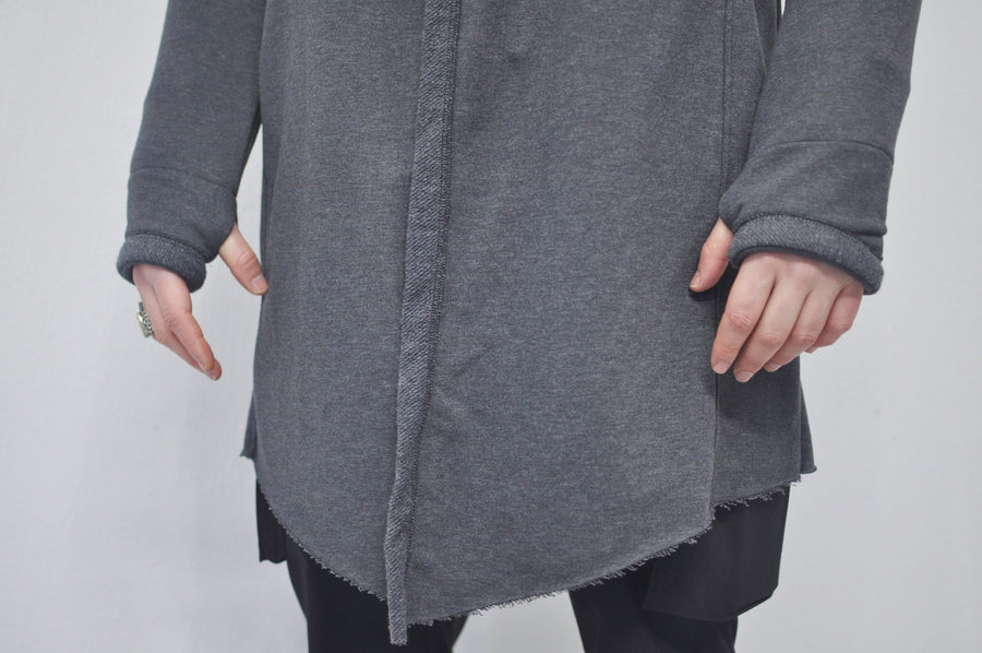 XS-8XL Oversized Men's Loose Cardigan Glove Sleeve,Raw Edges,Rope Long with Hood,Sci-fi,Cyberpunk Cosplay Cape Coat, Futuristic Cloth- BB024