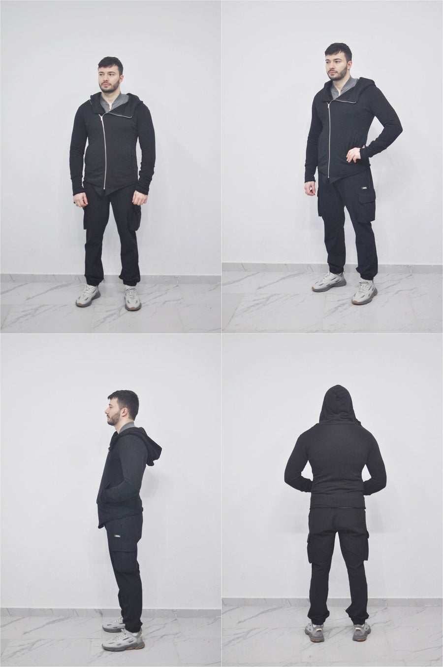 XS - 8XL Men's Asymmetric Zip up Hooded Terry Cotton Cyberpunk Hoodie / Jacket Top T-Shirt Hoodie / Fleece Hoodie / Gothic Hoodie- BB080