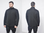 XS-8XL DISTORTION HOODIE, Contrast Stitching Black Sweatshirt,Cotton Fleece Construction, Asymmetric paneling,High-neck,Long sleeves- BB0103