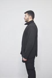 XS-8XL DISTORTION HOODIE, Contrast Stitching Black Sweatshirt,Cotton Fleece Construction, Asymmetric paneling,High-neck,Long sleeves- BB0103