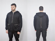 XS-8XL Men's Dropped Shoulder Boxyfit Quarter Zip Front Big Pokets , Oversized Pullover Sweatshirt Hoodie/ High Neck / Hunter- BB0126
