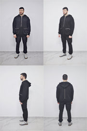 XS-8XL Men's Dropped Shoulder Boxyfit Quarter Zip Front Big Pokets , Oversized Pullover Sweatshirt Hoodie/ High Neck / Hunter- BB0126