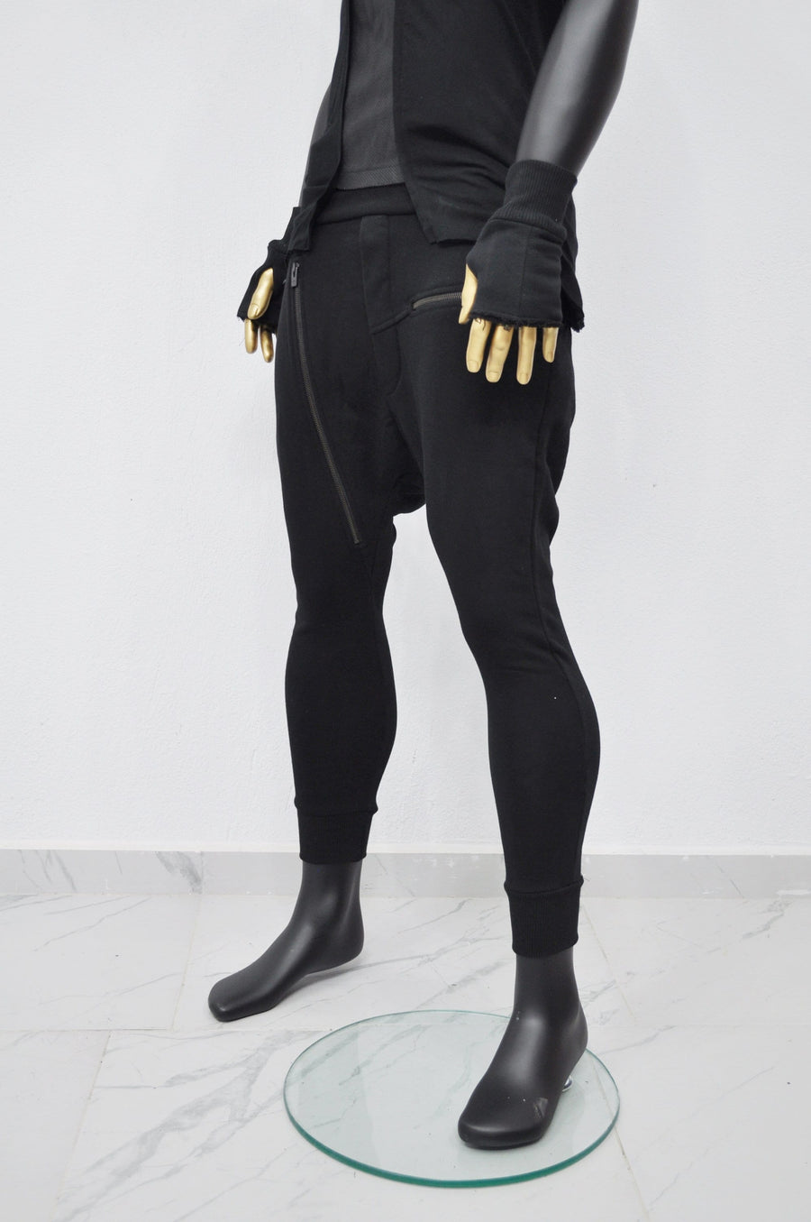 XS - 8XL Men's Low Crotch Harem Jogger ,Relaxed Sweatpants,False Zippers ,Slim Fit, CyberpunkSteampunk,Gothic,Streetwear Futuristic- BB275