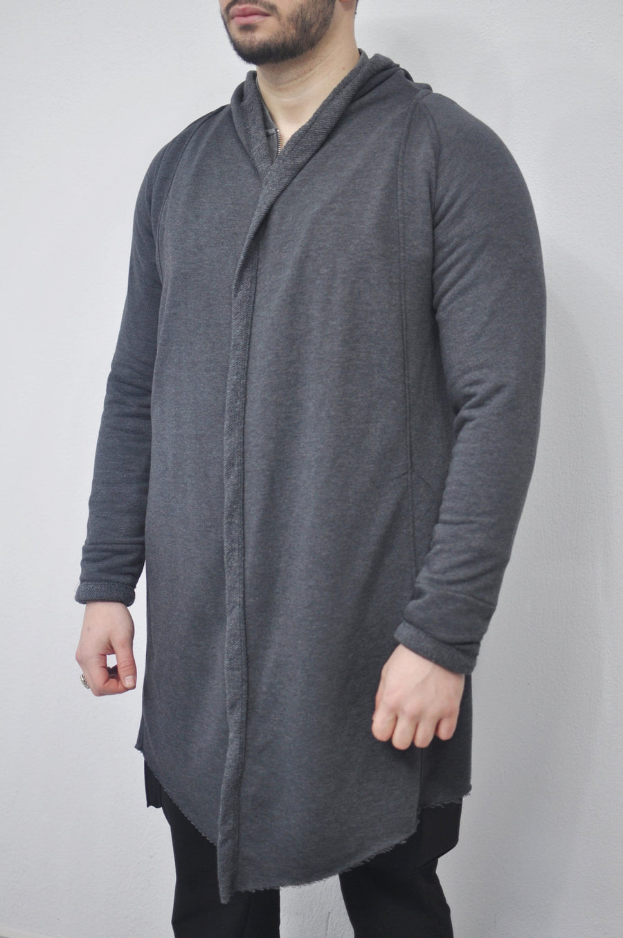 XS-8XL Oversized Men's Loose Cardigan Glove Sleeve,Raw Edges,Rope Long with Hood,Sci-fi,Cyberpunk Cosplay Cape Coat, Futuristic Cloth- BB024