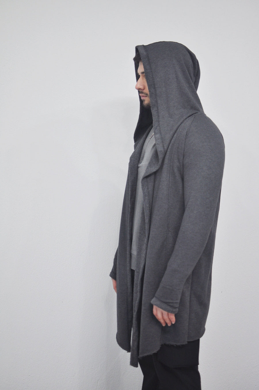 XS-8XL Oversized Men's Loose Cardigan Glove Sleeve,Raw Edges,Rope Long with Hood,Sci-fi,Cyberpunk Cosplay Cape Coat, Futuristic Cloth- BB024