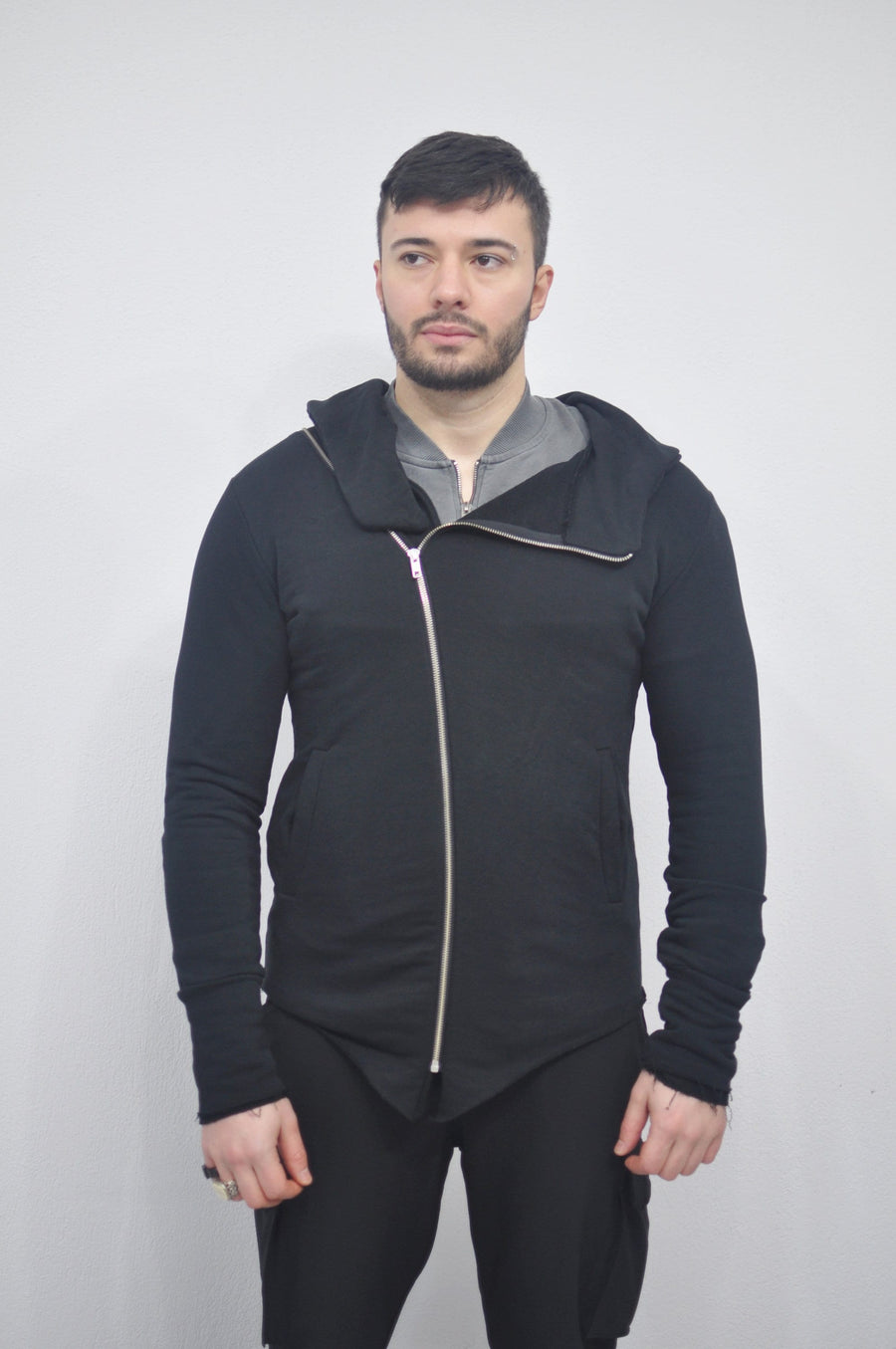 XS - 8XL Men's Asymmetric Zip up Hooded Terry Cotton Cyberpunk Hoodie / Jacket Top T-Shirt Hoodie / Fleece Hoodie / Gothic Hoodie- BB080