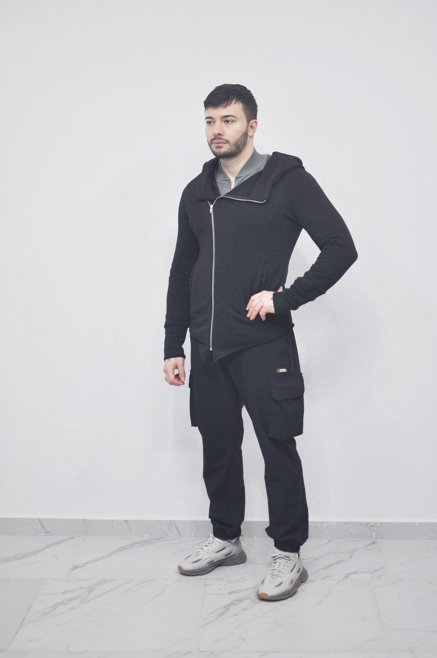 XS - 8XL Men's Asymmetric Zip up Hooded Terry Cotton Cyberpunk Hoodie / Jacket Top T-Shirt Hoodie / Fleece Hoodie / Gothic Hoodie- BB080