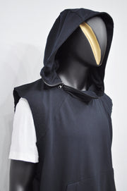 XS-8XL Men's Panel Hooded Tanktop, Raw Edges Adjusters Zip-up Hood and Collar,Streetwear Vest Hooded / Cyber Streetwear Assassin - BB0133