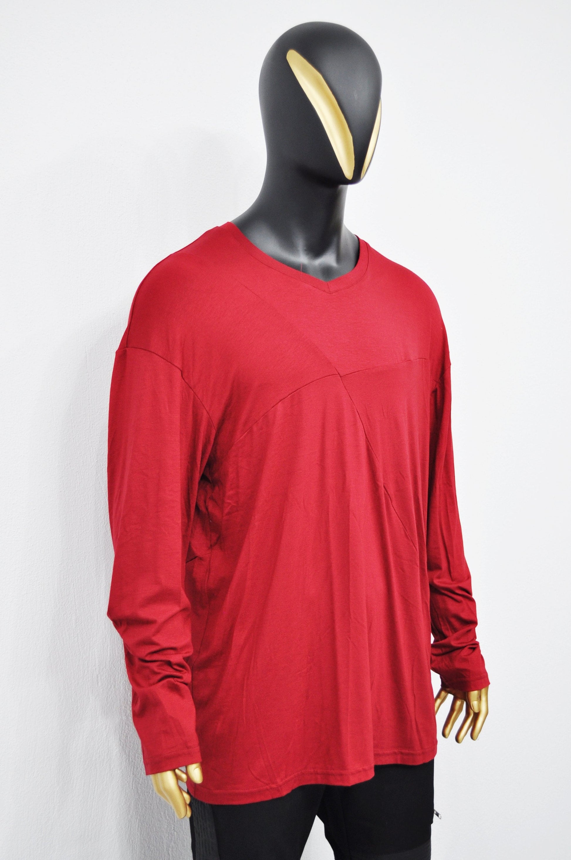 XS-8XL Men's Long Sleeve Oversized Overlong T-shirt , Asymmetric Loose Tshirt, Streetwear Men Extended Long Sleeve Shirt- BB492