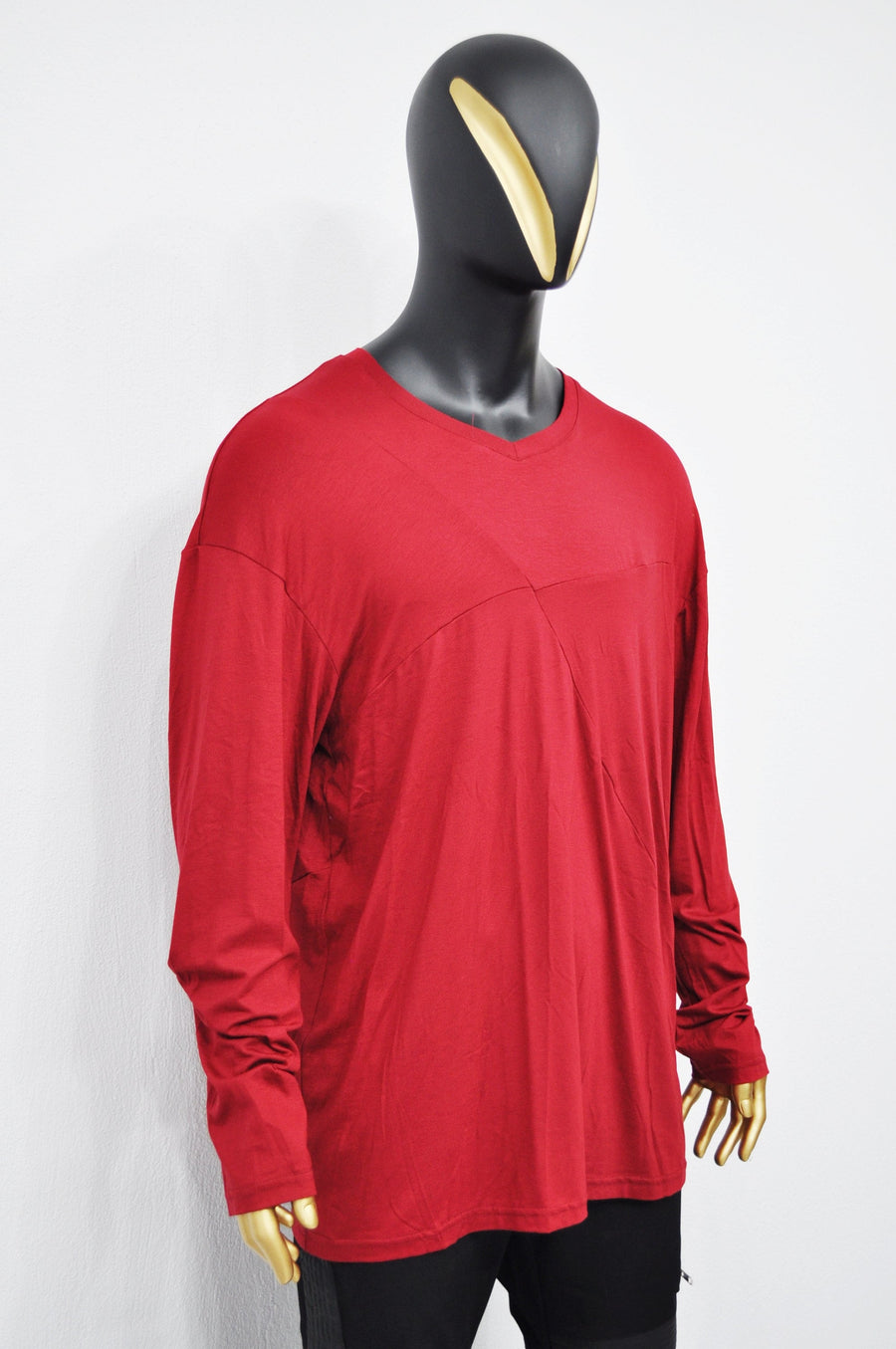 XS-8XL Men's Long Sleeve Oversized Overlong T-shirt , Asymmetric Loose Tshirt, Streetwear Men Extended Long Sleeve Shirt- BB492