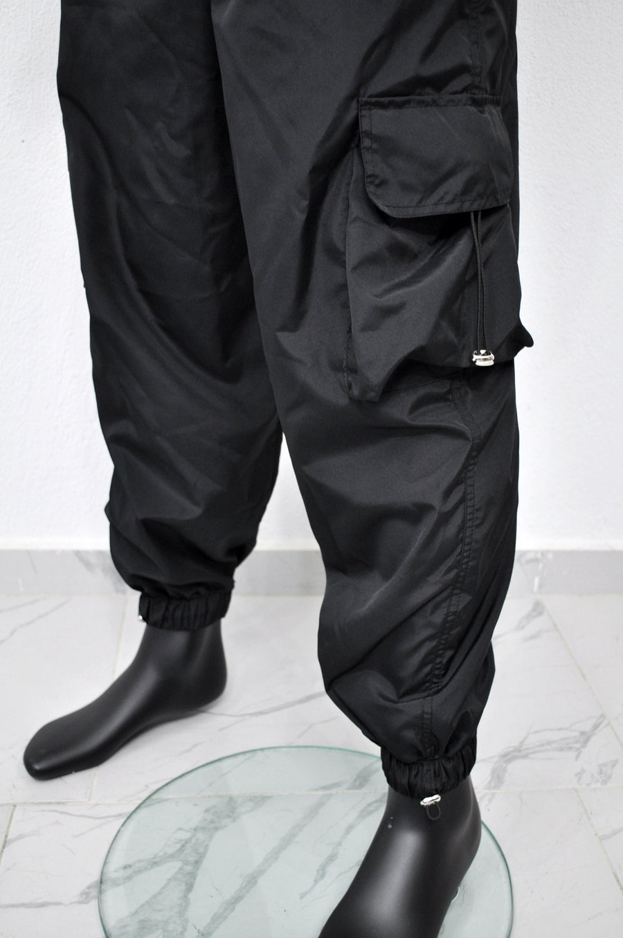 XS - 8XL Black Utility Loose Cargo Pants ,Relaxed Side Pockets Low Crotch Jogger Sweatpant Jersey / Loose Casual Trouser- BB288