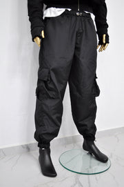 XS - 8XL Black Utility Loose Cargo Pants ,Relaxed Side Pockets Low Crotch Jogger Sweatpant Jersey / Loose Casual Trouser- BB288