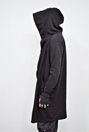 XS-8XL Red Oversize Overlong Loose Cardigan with Hood,Side Pockets Windbreaker Cloak,Cyberpunk Techwear Cape Coat, Futuristic Clothes- BB159
