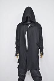 XS-8XL Red Oversize Overlong Loose Cardigan with Hood,Side Pockets Windbreaker Cloak,Cyberpunk Techwear Cape Coat, Futuristic Clothes- BB159