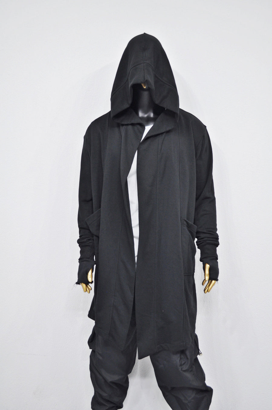 XS-8XL Red Oversize Overlong Loose Cardigan with Hood,Side Pockets Windbreaker Cloak,Cyberpunk Techwear Cape Coat, Futuristic Clothes- BB159