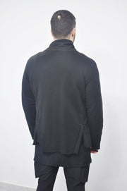 XS-8XL DISTORTION HOODIE, Contrast Stitching Black Sweatshirt,Cotton Fleece Construction, Asymmetric paneling,High-neck,Long sleeves- BB0103
