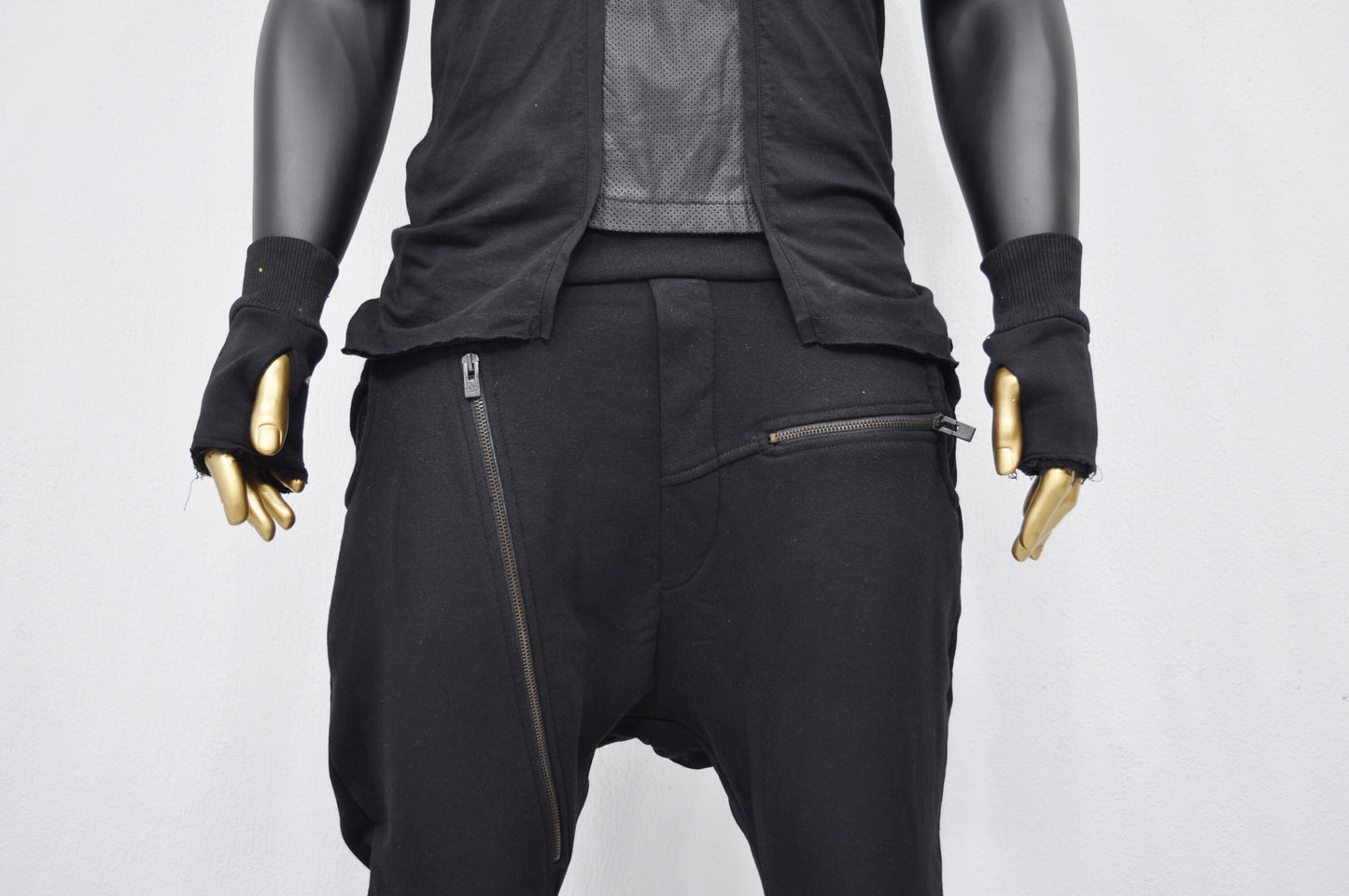 XS - 8XL Men's Low Crotch Harem Jogger ,Relaxed Sweatpants,False Zippers ,Slim Fit, CyberpunkSteampunk,Gothic,Streetwear Futuristic- BB275