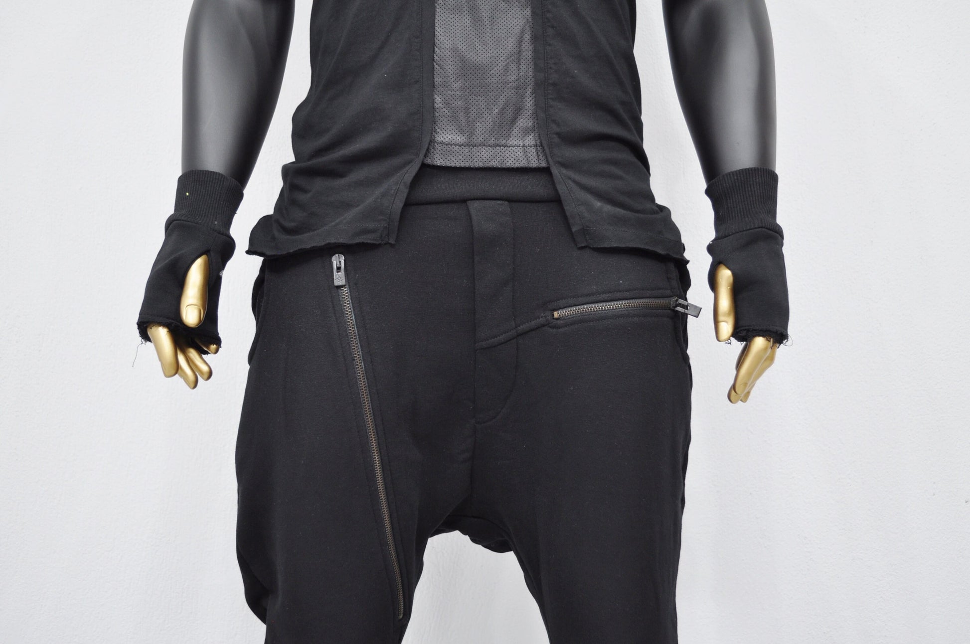 XS - 8XL Men's Low Crotch Harem Jogger ,Relaxed Sweatpants,False Zippers ,Slim Fit, CyberpunkSteampunk,Gothic,Streetwear Futuristic- BB275
