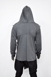 XS-8XL Men's Creed GiantHood Asymetric Cardigan JACKET Hoodie,Ashassin SteamPunk Thumb Hole,Kimono Futuristic-Apocalyptic Dystopian-BB0102