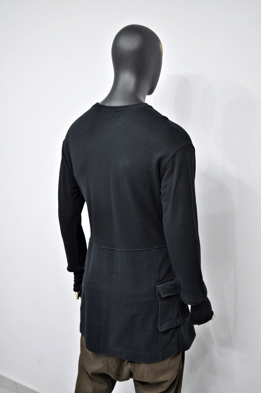 XS - 8XL Long Dress Utility Contrast Side Pockets,Round Neck Long Sleeves,Adjustable Belt,Steampunk Cyberpunk Gothic,Fleece Streetwear-BB144