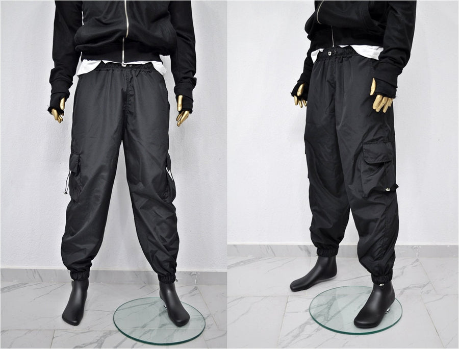 XS - 8XL Black Utility Loose Cargo Pants ,Relaxed Side Pockets Low Crotch Jogger Sweatpant Jersey / Loose Casual Trouser- BB288
