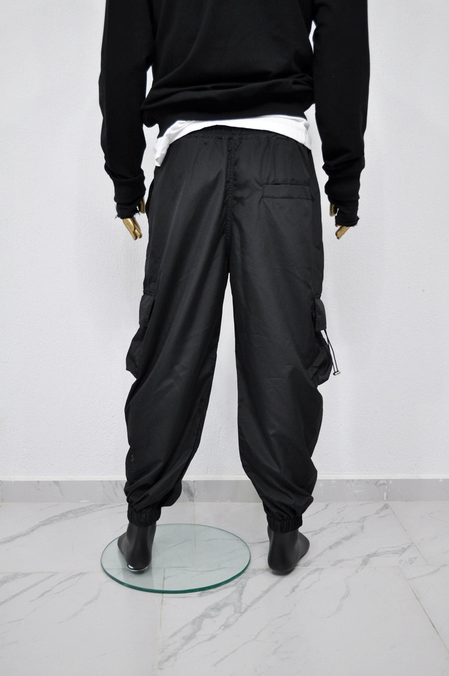 XS - 8XL Black Utility Loose Cargo Pants ,Relaxed Side Pockets Low Crotch Jogger Sweatpant Jersey / Loose Casual Trouser- BB288