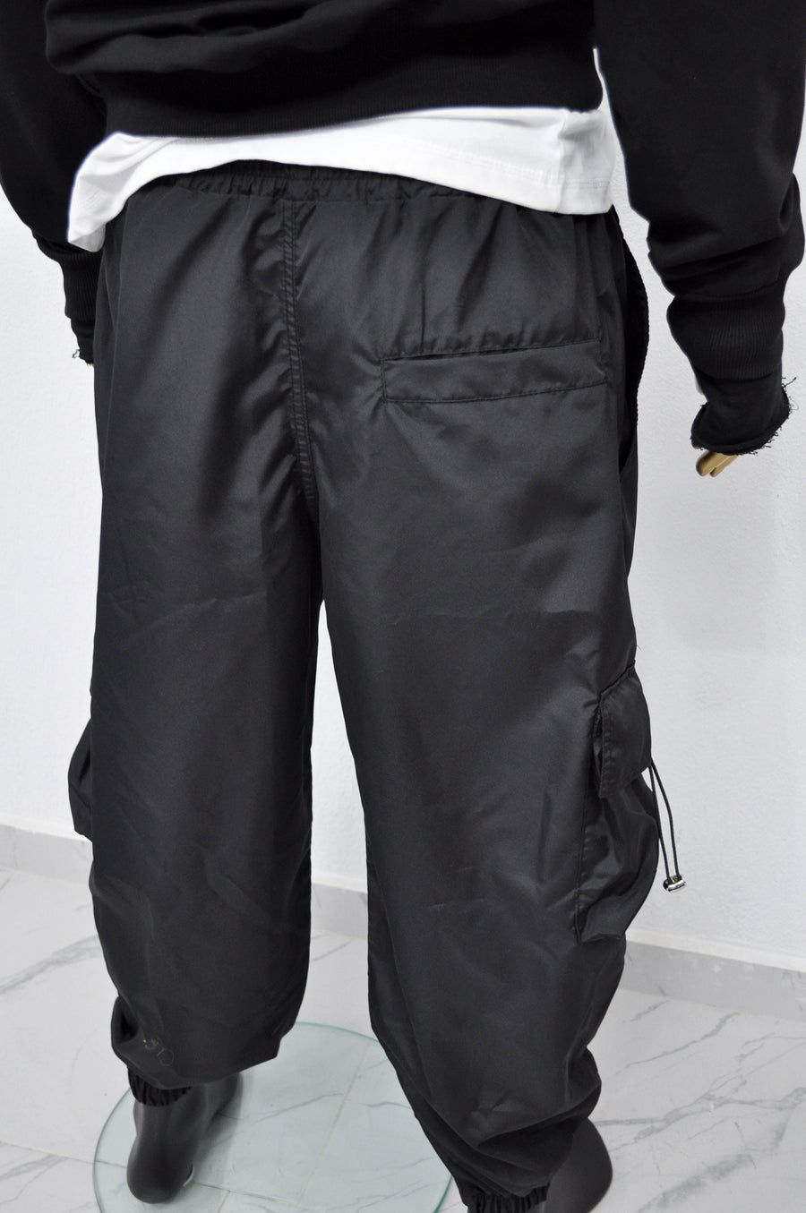 XS - 8XL Black Utility Loose Cargo Pants ,Relaxed Side Pockets Low Crotch Jogger Sweatpant Jersey / Loose Casual Trouser- BB288