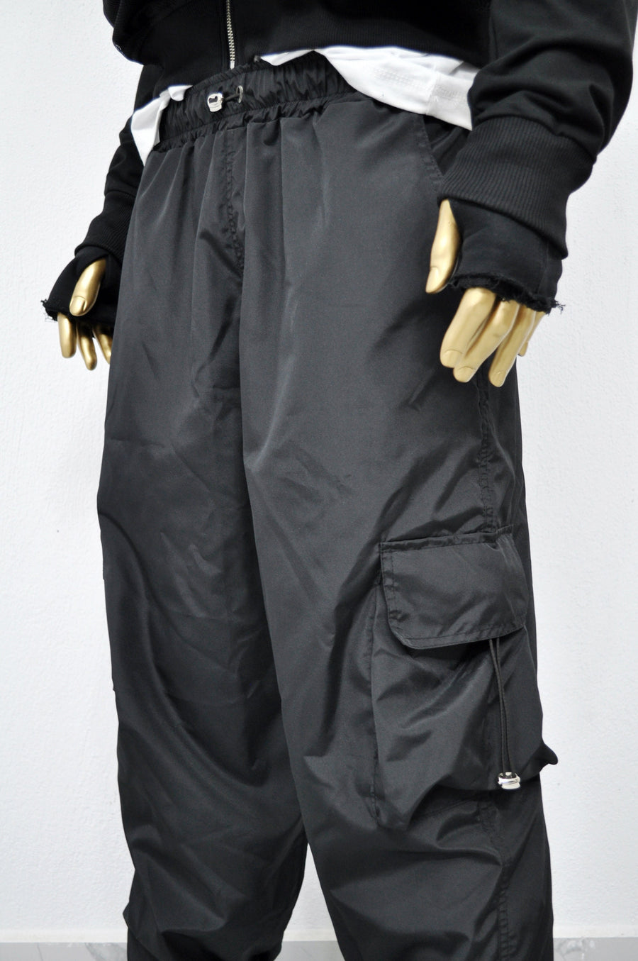 XS - 8XL Black Utility Loose Cargo Pants ,Relaxed Side Pockets Low Crotch Jogger Sweatpant Jersey / Loose Casual Trouser- BB288