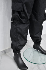 XS - 8XL Black Utility Loose Cargo Pants ,Relaxed Side Pockets Low Crotch Jogger Sweatpant Jersey / Loose Casual Trouser- BB288