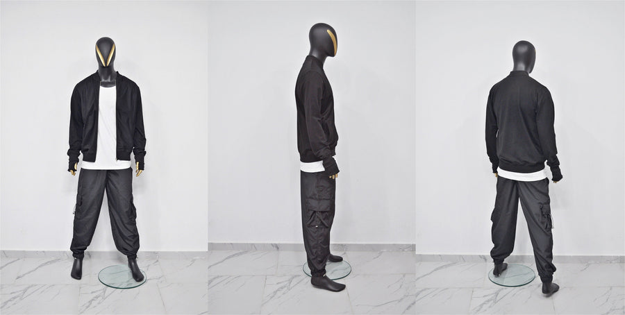 XS - 8XL Black Utility Loose Cargo Pants ,Relaxed Side Pockets Low Crotch Jogger Sweatpant Jersey / Loose Casual Trouser- BB288