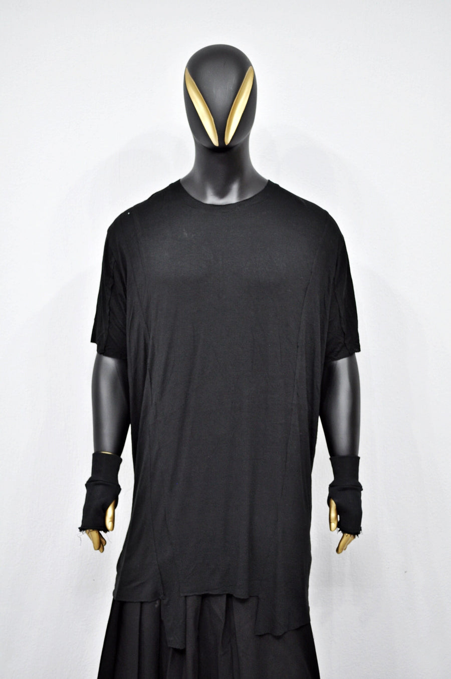 XS-8XL Short Sleeve Overlong Loose T-shirt,Rear Back Stripe,Irregular,Capsule Whimsigoth,Techwear,Streetwear Extended Oversize Shirt-BB491