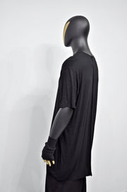 XS-8XL Short Sleeve Overlong Loose T-shirt,Rear Back Stripe,Irregular,Capsule Whimsigoth,Techwear,Streetwear Extended Oversize Shirt-BB491
