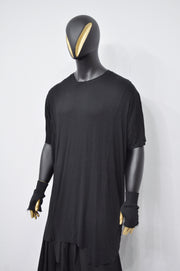 XS-8XL Short Sleeve Overlong Loose T-shirt,Rear Back Stripe,Irregular,Capsule Whimsigoth,Techwear,Streetwear Extended Oversize Shirt-BB491