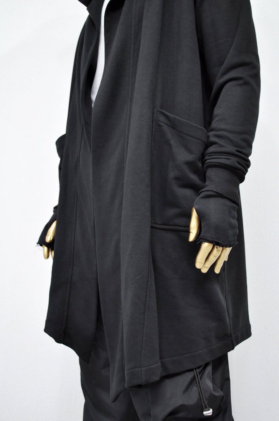 XS-8XL Red Oversize Overlong Loose Cardigan with Hood,Side Pockets Windbreaker Cloak,Cyberpunk Techwear Cape Coat, Futuristic Clothes- BB159