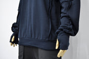 XS-8XL Men's Navy Techwear Thumb Hole Quilted Jumper Hoodie,Biker Drop Shoulder,Pintuck Ribbing Pullover,Cyber SteamPunk,Futuristic-BB285ÜST