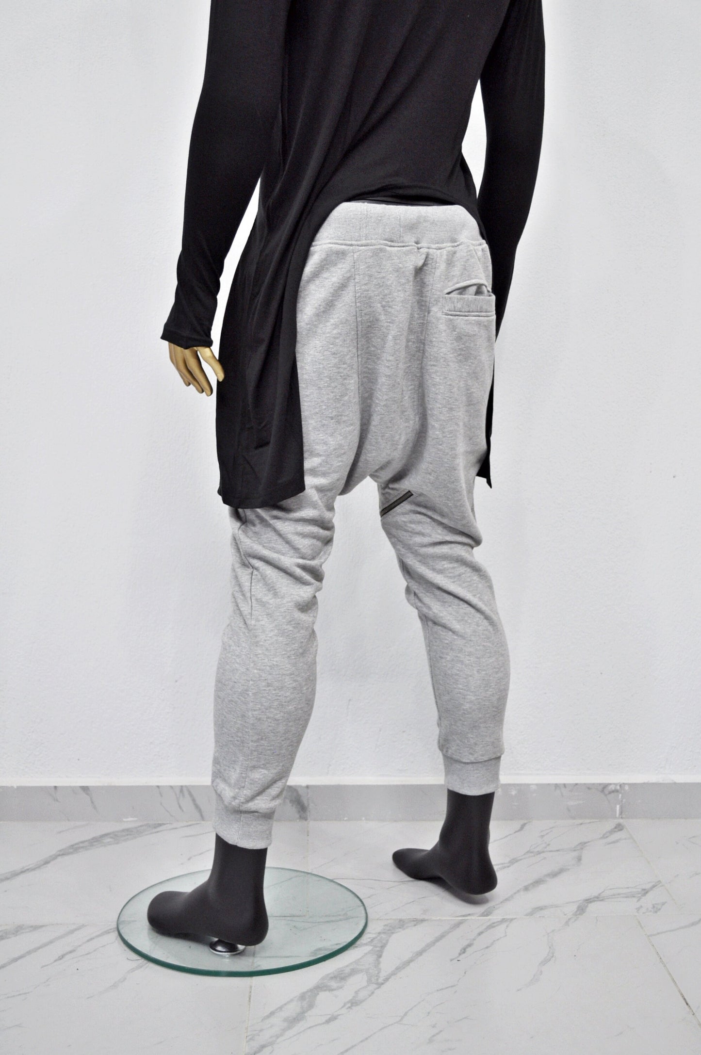XS - 8XL Men's Front 3way Zipper Jogger,Low Crotch Harem Jogger ,Relaxed Sweatpants,Slim Fit Tappered, Steampunk,Gothic,Streetwear-BB276