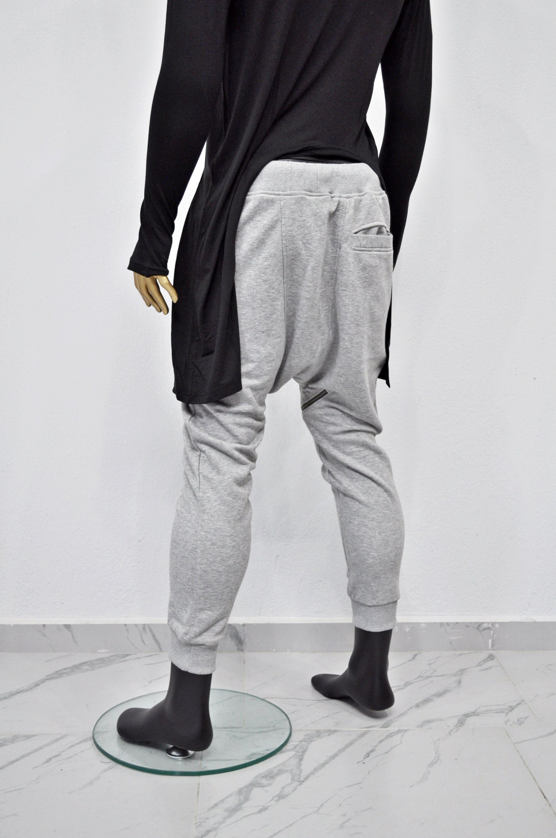 XS - 8XL Men's Front 3way Zipper Jogger,Low Crotch Harem Jogger ,Relaxed Sweatpants,Slim Fit Tappered, Steampunk,Gothic,Streetwear-BB276