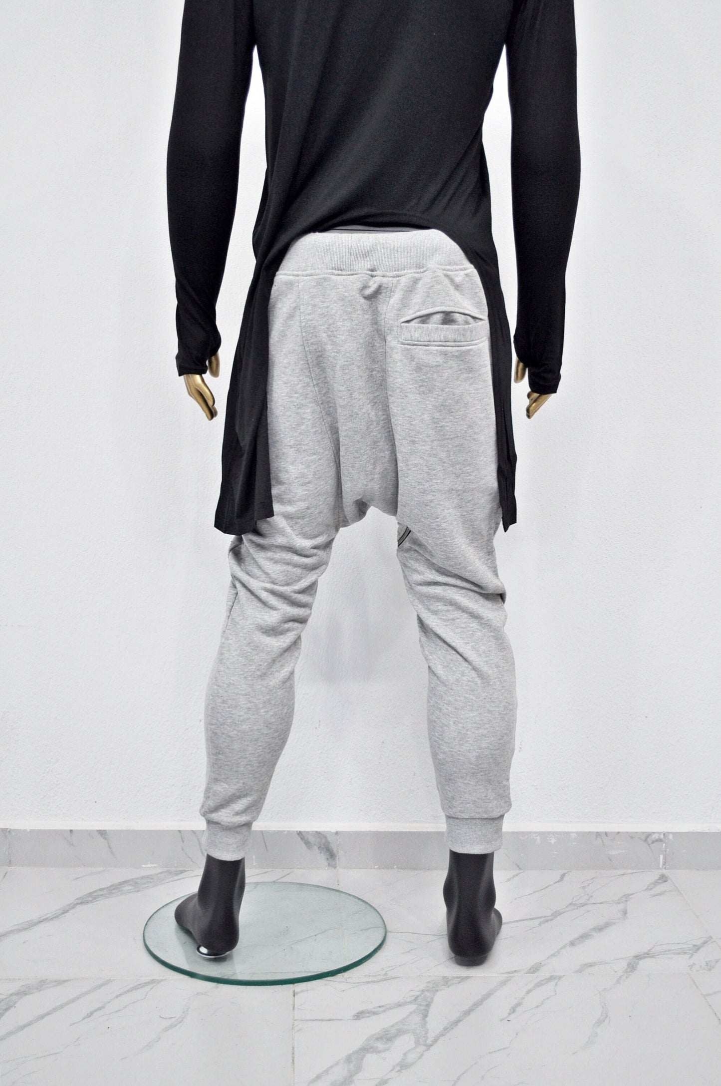 XS - 8XL Men's Front 3way Zipper Jogger,Low Crotch Harem Jogger ,Relaxed Sweatpants,Slim Fit Tappered, Steampunk,Gothic,Streetwear-BB276