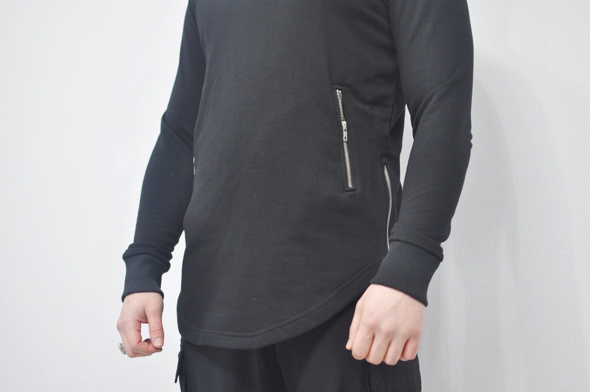 XS - 8XL Men's Asymmetric Zip-up Sides and Pockets Curved Hem Hooded Fitted HoodieTop,Steampunk Cyberpunk Gothic,Fleece Streetwear-BB0145